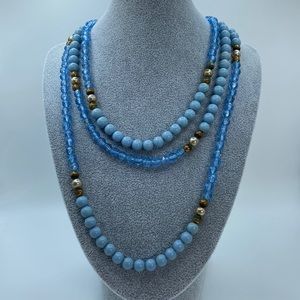 Vintage Blue Beaded Necklace